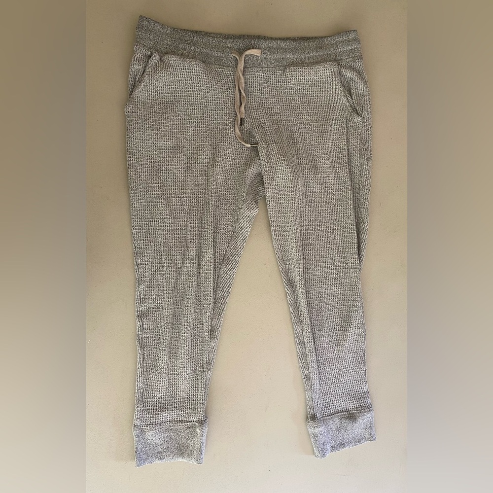 Papinelle Gray Marled Waffle Knit Jogger Lounge Pants Medium